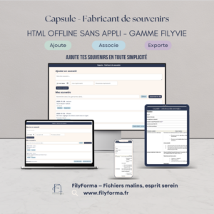 Fabricant de souvenirs (mini-app offline) — Gamme FilyVie
