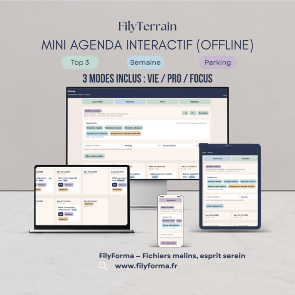Mini agenda interractif offline 3 modes inclus