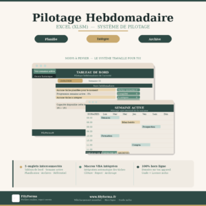 Pilotage Hebdomadaire FilyForma — Système Excel XLSM avec tableau de bord, semaine active et planification automatisée